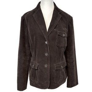 Land’s End Corduroy Blazer Jacket Utility Pockets Chocolate Brown Academia 14